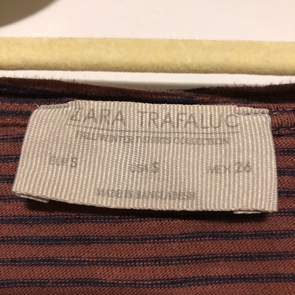 Zara Trafulic Oversized Long Sleeve Scoop Neck Loose Fit Crop T-shirt Stripe C - Picture 5 of 7